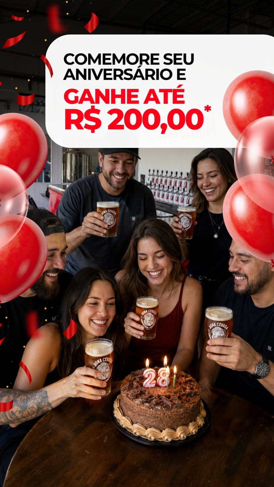 Comemoração de aniversário no bar da Dona Cevada